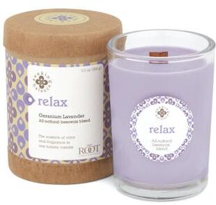 Seeking Balance Relax-Geranium Lavender Jar Candle by Root in Lavender