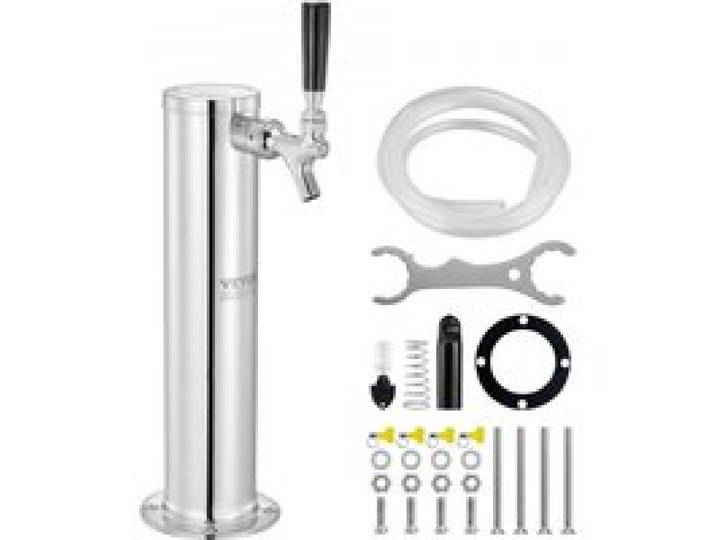 VEVOR Kit Colonne à Bière Pression Robinet Unique, Distributeur de Bière en Acier Inoxydable, Tireuse à Bière pour Frigo Fût avec Tube Pré-assemblé et Tige de Robinet à Fermeture Automatique, Bar, Pub