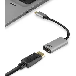 ACT AC7030 USB-C zu DisplayPort Buchse (DisplayPort), Video Adapter, Silber, Schwarz