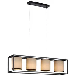LED Pendelleuchte Stoffschirme 4 flammig schwarz schlichtes Design