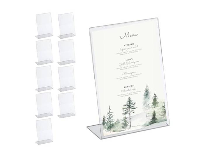 Relaxdays Présentoir de Table\, lot 10\, Format A4\, décoration pour Un Mariage\, en Acrylique (Plastique)\, Transparent