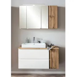 Modernes Waschtisch Set in Wildeichefarben und Weiß 105 cm breit (zweiteilig)