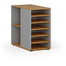 Beistell-Regalschrank für PRIMO Schreibtisch Grau, links, Grau/Buche