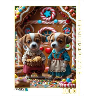 CALVENDO Puzzle Hänsel und Gretel Hundewelpen | 1000 Teile Lege-Größe 64x48cm Foto-Puzzle für glückliche Stunden
