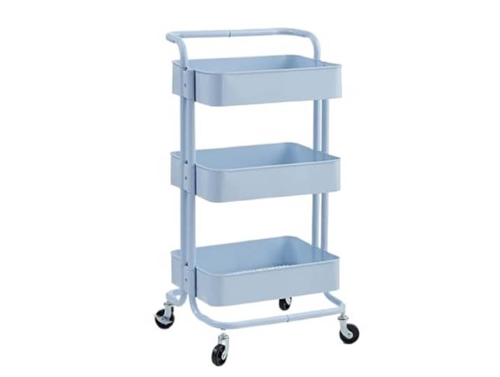 DFHetFH Rollwagen 3-Tier Roll Utility Cart Organisation Lagerwagen for Office Home Küche Küchenwagen(Blue)