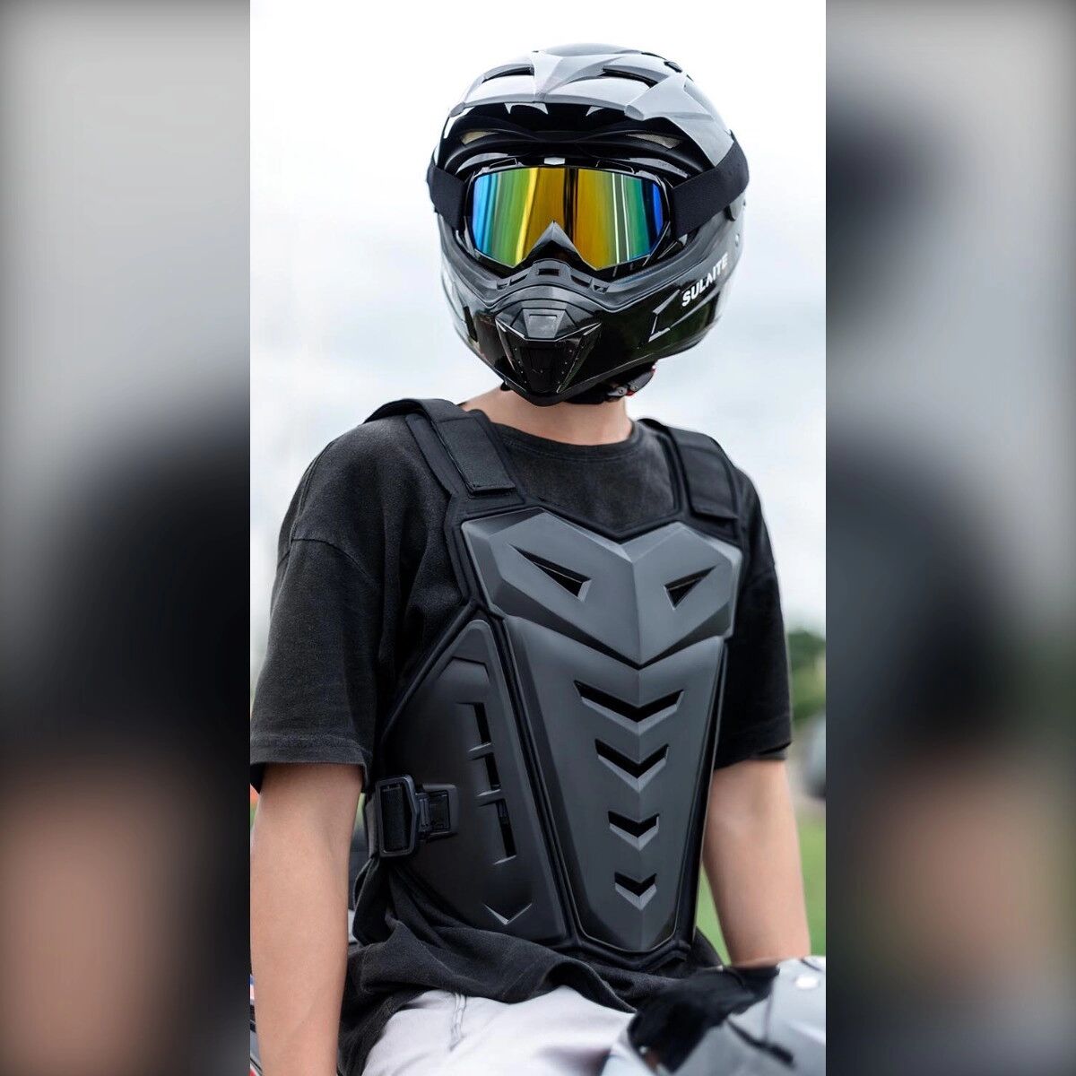 INF Offroad-Motorrad Schutzweste – PP stoßfeste Schale, atmungsaktive Polsterung, Taillenverstellung 62cm-120cm