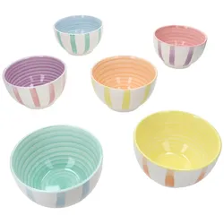 Beach Pastello Stripes 6er Set Müsli-SchaleØ14cm 500ml Schüssel-pastell Streifen