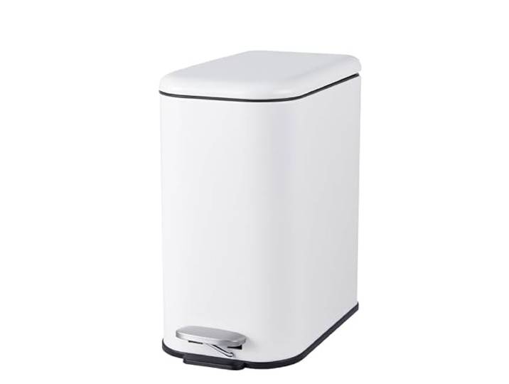 IDEALHOUSE 5L Edelstahl-Mülleimer Mit Soft-Close-Deckel herausnehmbarem Innenbehälter & rutschfestem Pedal – schlanker Abfalleimer für Küche & Bad –Weiß