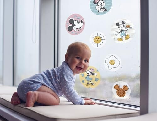 Disney Mickey Rise and Shine Bubbles raamsticker voor de kinderkamer of babykamer, 2 vellen, 30 x 30 cm