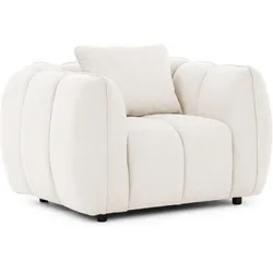SESSEL Nubira in tief gesteppter Bubble-Optik aus weichem Creme Strukturstoff im modernen Design