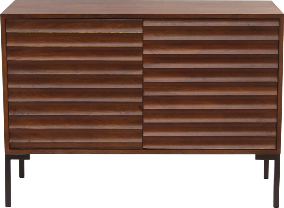 Miliboo Sideboard aus dunklem, massivem Mangoholz und schwarzem Metall 2 Türen B100 cm ONDA