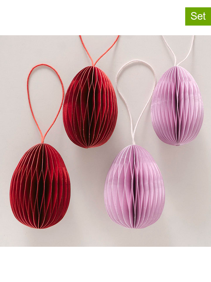 Boltze 4er-Set: Dekoanhänger "Eggo" in Lila/ Bordeaux - (H)8 cm - onesize