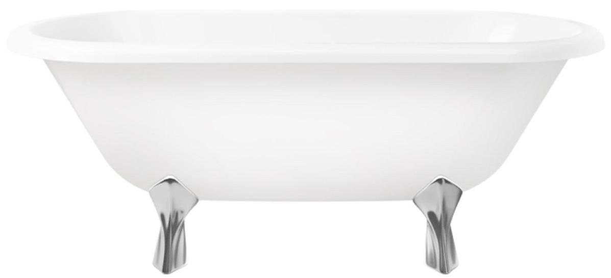 Casa Padrino Jugendstil Badewanne Weiß / Silber 170 cm - Freistehende Retro Stil Badewanne