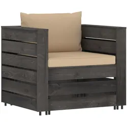 vidaXL 2-tlg. Garten-Lounge-Set mit Kissen Grau Imprägniertes Holz