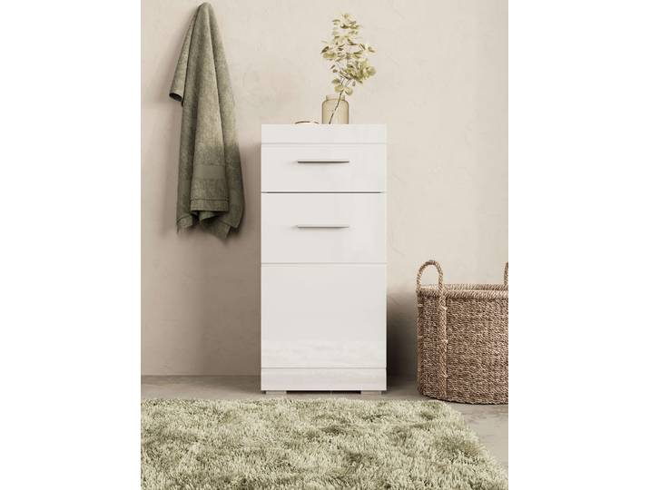 Unterschrank GOODPRODUCT Föhr , weiss (weiß), B:36,4cm H:79cm T:30,6cm, FSC-zertifizierter Holzwerkstoff, Schränke, Unterschrank, minimalistisch, zeitlos, hochglänzend