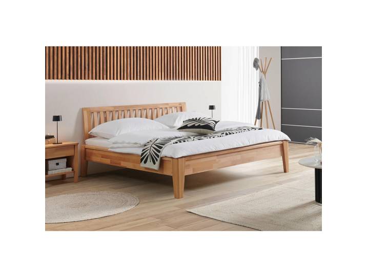 Mid.you Bett, Kernbuche, Holz, Kernbuche, massiv, Höhe ca. 43 cm, 180x200 cm, sichtbare Massivholzteile, Schlafzimmer, Betten, Doppelbetten