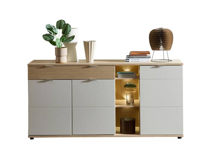 Stylife Sideboard, Eiche, Kaschmir, 3 Fächer, 1 Schublade(n) Schubladen, 178x87x44 cm, Beimöbel erhältlich, Beleuchtung, Wohnzimmer, Kommoden & Sideboards, Sideboards