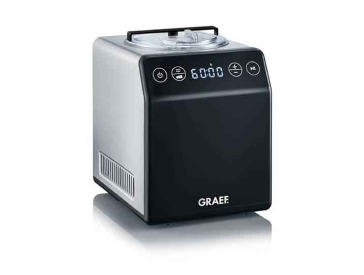 GRAEF Eismaschine IM700 Schwarz mit Touch-Display, 2-Liter-Edelstahlbehälter, 4 Programme inkl. Joghurt- und Rührfunktion, automatische Kühlung, Cream Control