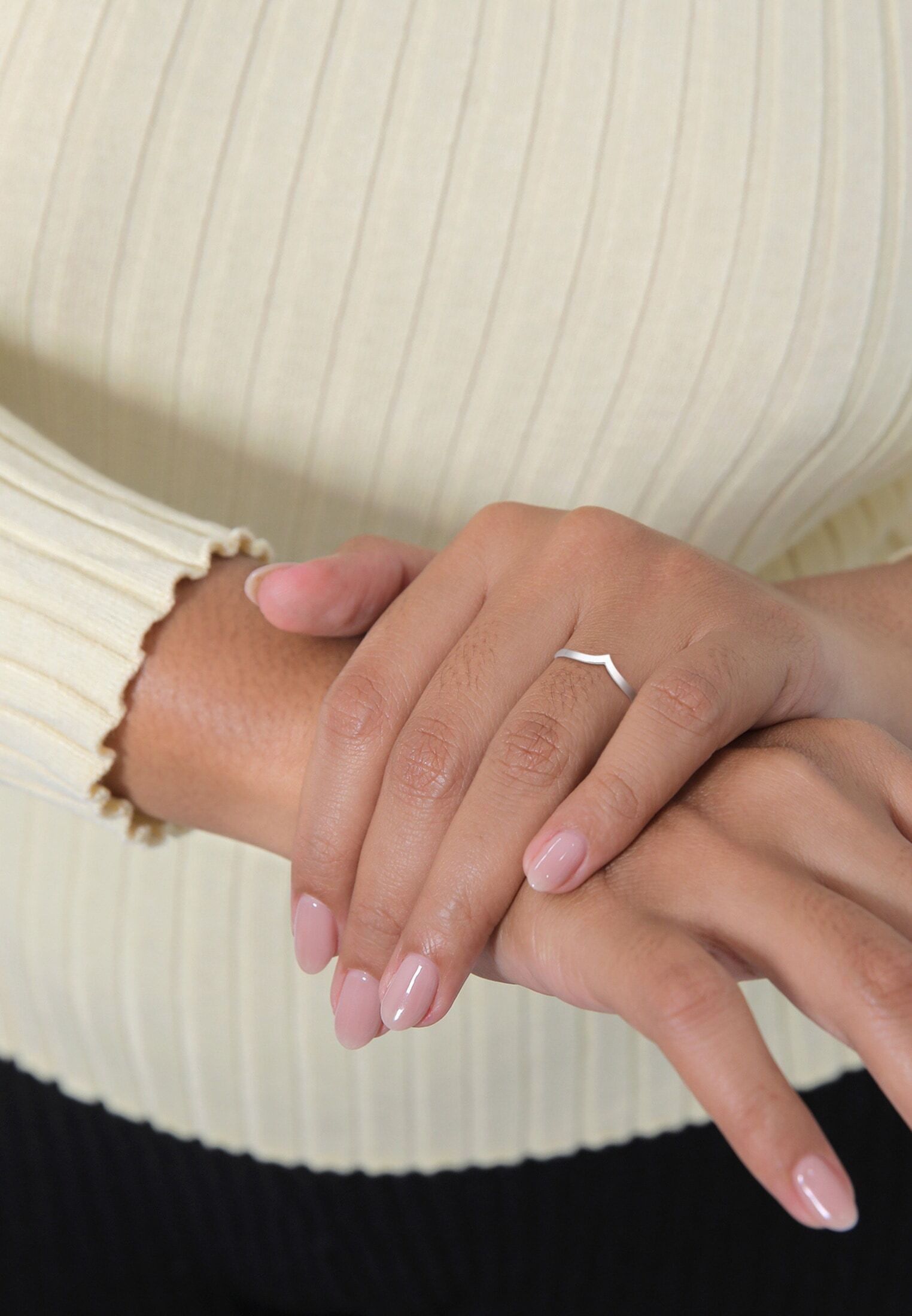Silberring ELLI "Ring V-Stacking Geo Trend Blogger 925 Sterling Silber" Gr. 46, silber, Fingerringe, Damen, 46, Silber 925 (Sterlingsilber), Silberring