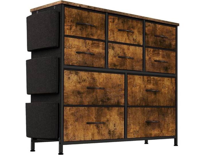Commode - MARRON - 10 tiroirs - Tissu - Style Moderne - Meuble de chambre