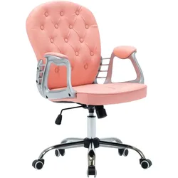 Helloshop26 - Schreibtischstuhl Drehstuhl Bürostuhl Chefsessel Kunstleder Rosa 02_0024056