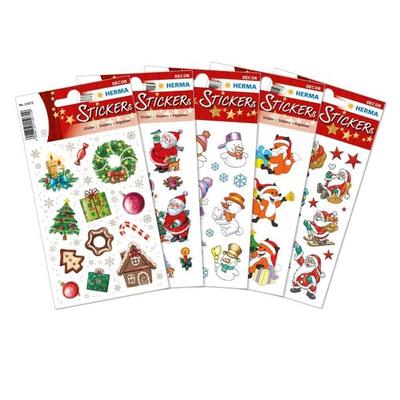 Herma Weihnachtssticker, 210 x Weihnachten Sticker mit Weihnachtsmann Schneemann Sterne...