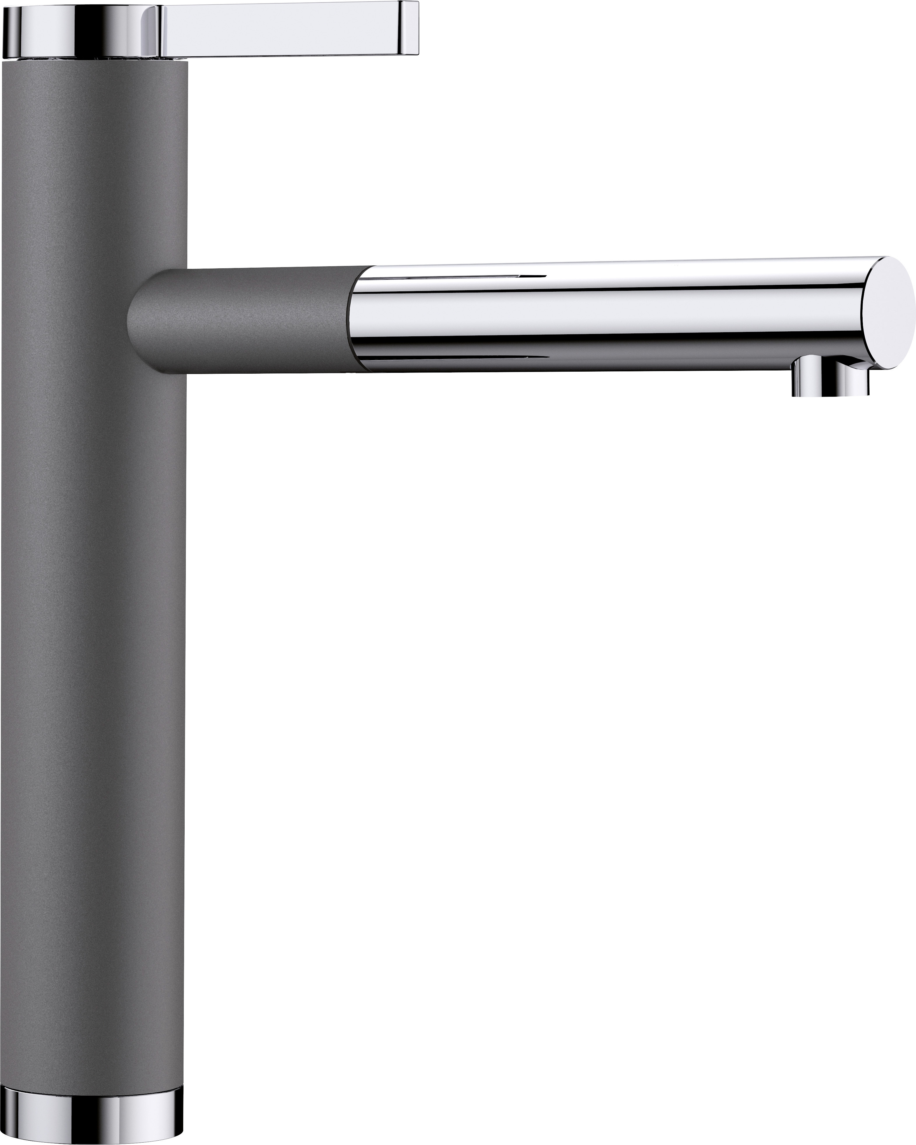 BLANCO LINEE-S, Messing SILGRANIT-Look zweifarbig, felsgrau/chrom, Hochdruck, Standard, Chrom, Grau, Messing, Hebelgriffe, Einzelbild, Typ L