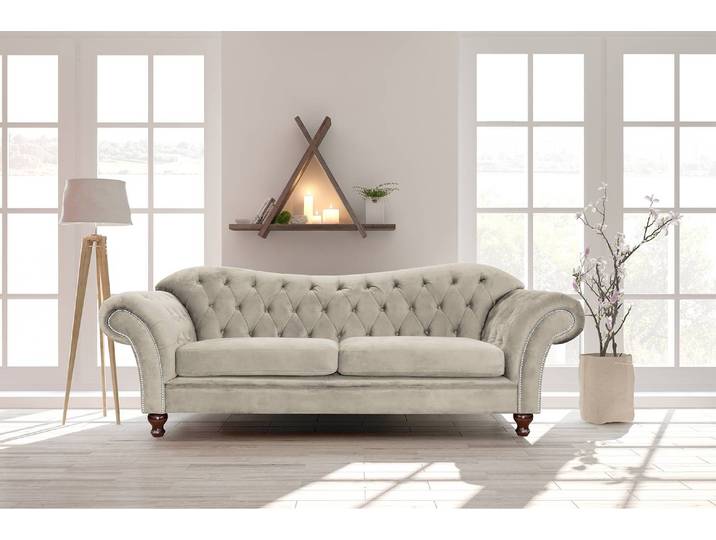 Bigsofa Iriona Grau/Schwedisch Weiß Microfaser 230 x 84 x 90cm Glamour