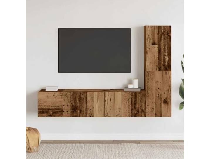 GKHPYURE TV-Möbel zur Wandmontage, 3 Stück, Holz auf Spanplatte 3-teilig, Holz, Spanplatte, Kapazität 60 kg, Montage erforderlich, Ablagefach, wendbare Tür