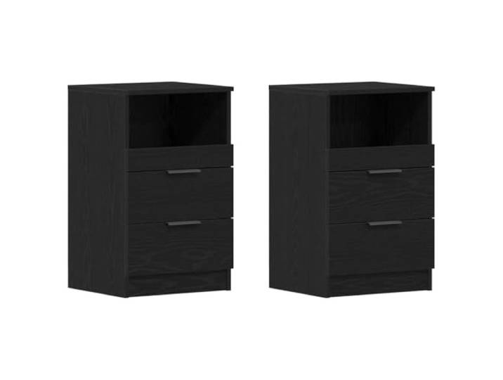 GHVBNMF Nachttisch 2er Set Schwarz Eichen-Optik 40x35x65 cm Kompakte Nachtkommode fürs Schlafzimmer: Praktische Aufbewahrung mit Schublade und Fach für Ordnung auf kleinem Raum.