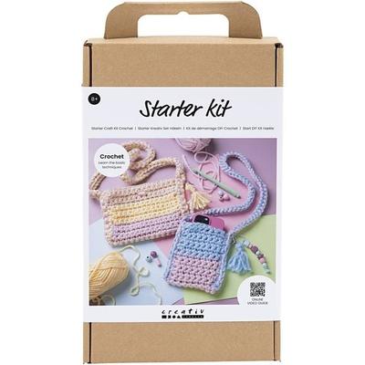 Creativ Company DIY Sets Stricken & Häkeln Starter Kreativ Set Häkeln, Sortierte Farben, Taschen, Kreativ Box