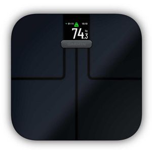 Garmin Personenwaage Index S2 Smart Scale, App-fähig, schwarz, digital mit LCD-Anzeige, Körperfett- & BMI-Analyse, bis 180 kg