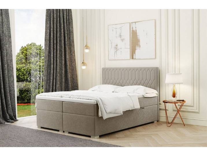 Fun Möbel Boxbett Schlafzimmerbett DUSTY in Stoff Riviera (Stoff Riviera, inkl. Bettkästen), inkl. Topper