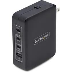 StarTech .com 3114GCU-WALL-CHARGER, Drinnen, AC, 28 V, Schwarz (142 W, 4 Ports), USB Ladegerät, Schwarz