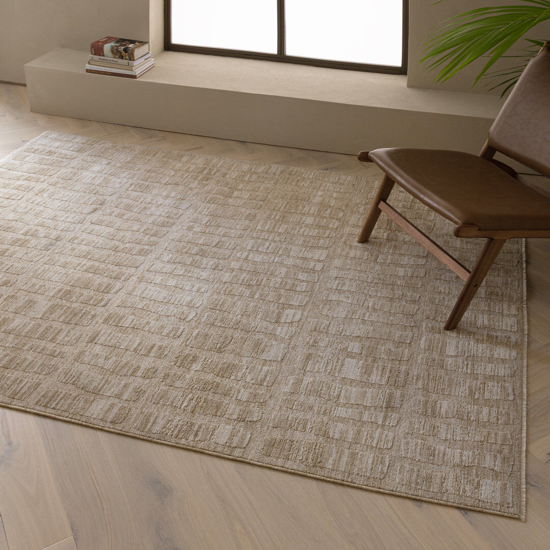 Latitude Run Asiatic Laurent Grid Beige Area Rug Beige Rectangle 120 x 160 cm