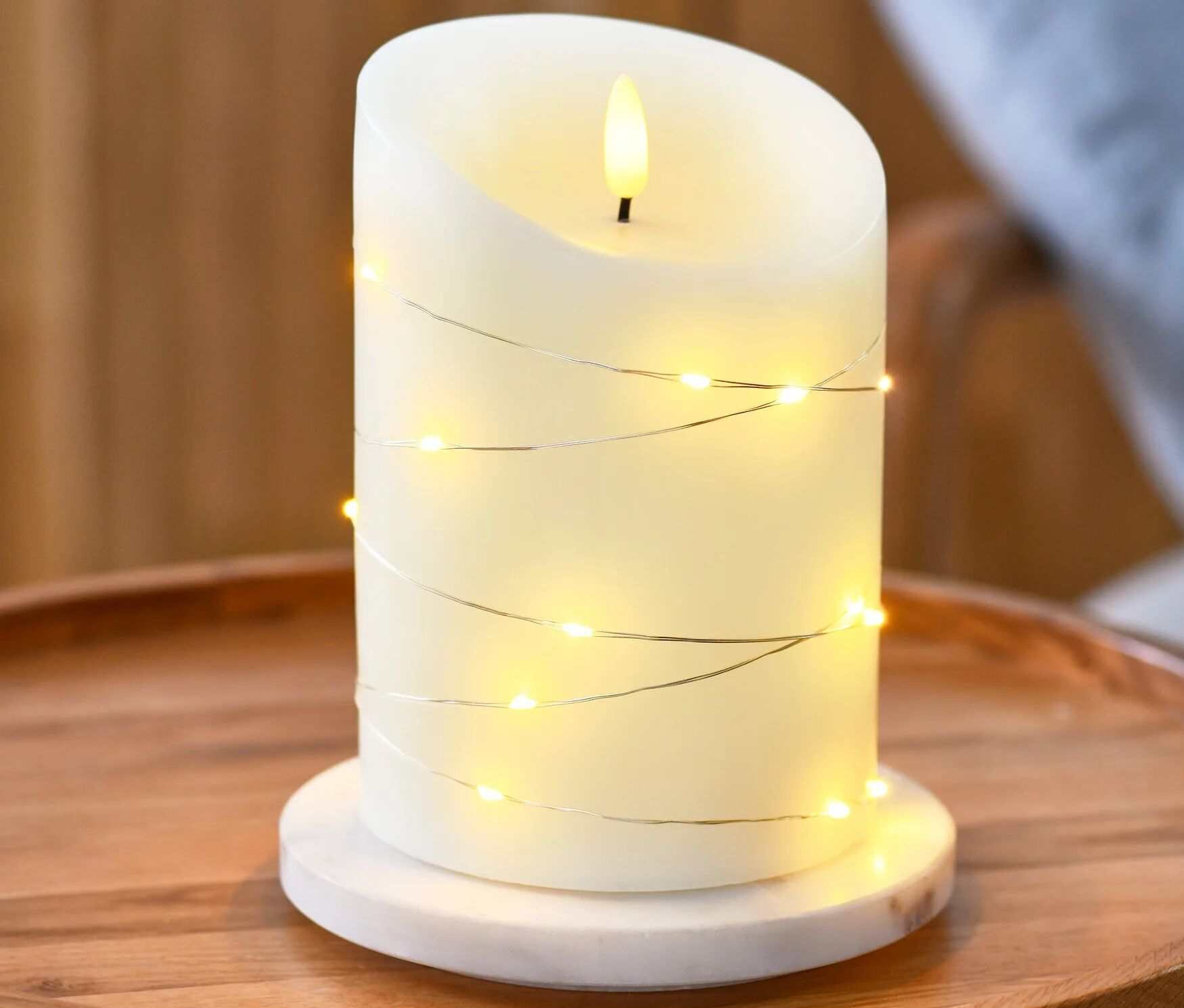 Tchibo - LED-Echtwachskerze mit Microlichterkette - creme