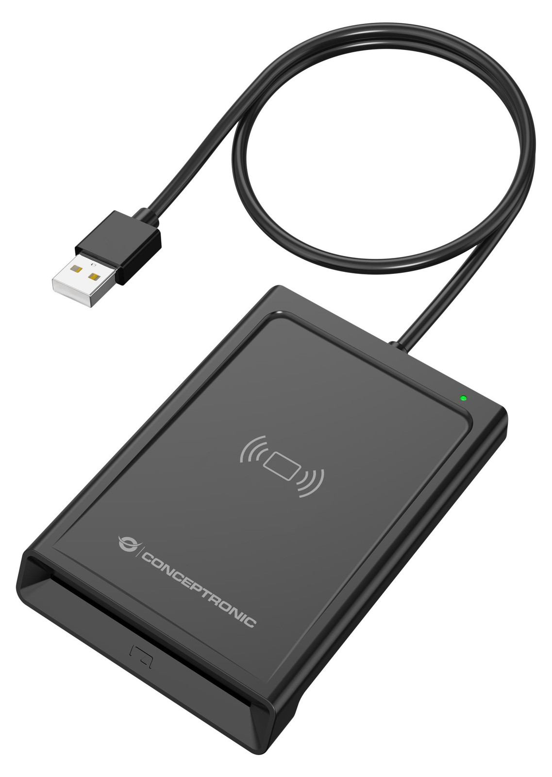 Conceptronic BIAN11B Dual-Interface Smart-ID kaartlezer, USB-A, zwart
