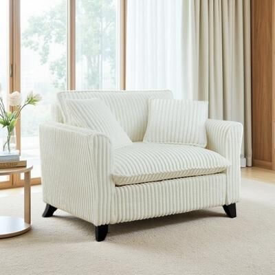 Oversized Corduroy Lazy Lounge Armchair with Ergonomic Back Support & Soft Cushioned Seat, Single Person Comfy Sofa Chair