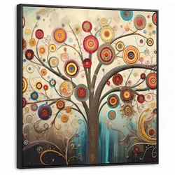 LEINWAND Bilder mit Rahmen - Baum - Baum des Lebens - Farbe - 90x90