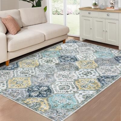 Garvee Oriental Trellis Washable Area Rug