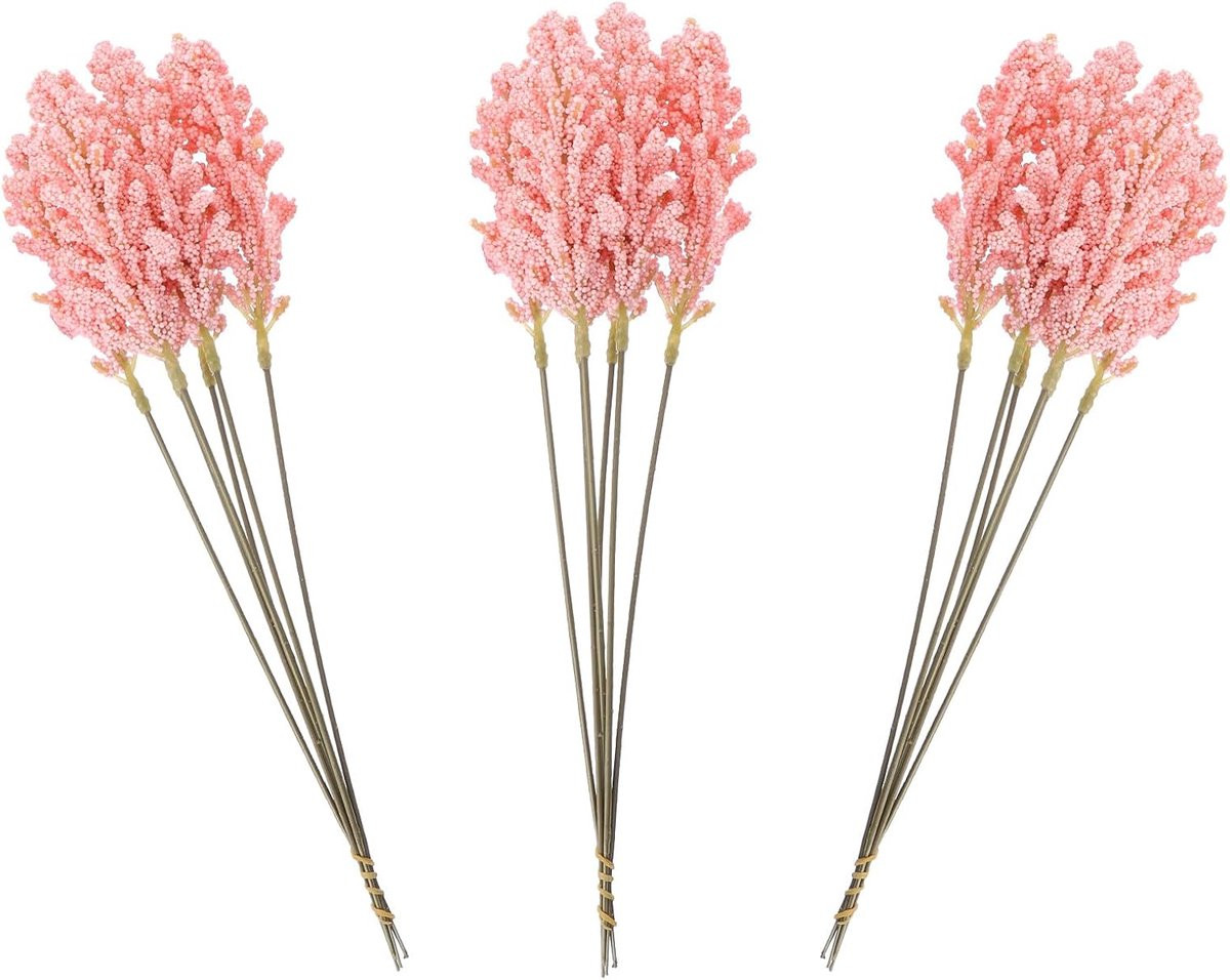 Gedroogd bloemboeket met kunsttarwe voor huisdecoratie - Roze - 30 cm lengte