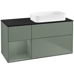Villeroy und Boch Finion Waschtischunterschrank F682GMGM 120x60,3x50,1cm, Regal links Olive Matt Lacquer, Olive Matt Lacquer