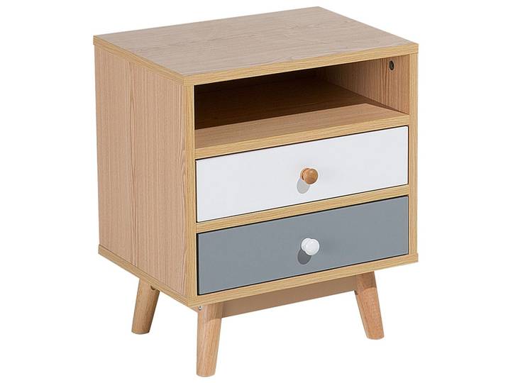 NACHTTISCH heller Holzfarbton 2 Schubladen Fargo