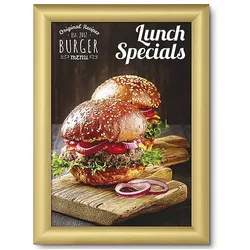 Showdown Displays Klapprahmen A4 Gehrungsecken 25 mm Profil gold gold, 24.1x32.8x1.1 cm