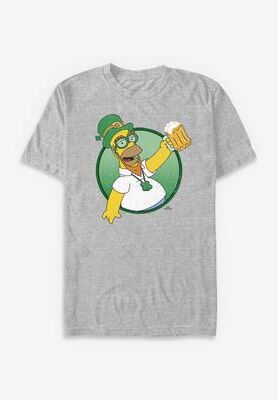 Men's Big & Tall The Simpsons Homer Leprechaun by Mad Engine in Athletic Heather (Size 3XT)