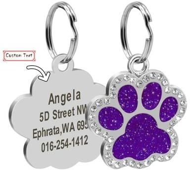 Uplift Picks Stainless Steel Engraved Pet ID Tag Diamond Pendant For Cats And Dogs c