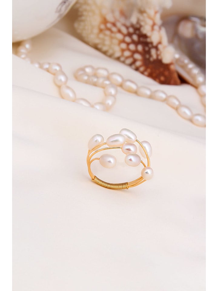 Pierres delicates Vergold. Ring mit Perlen - onesize