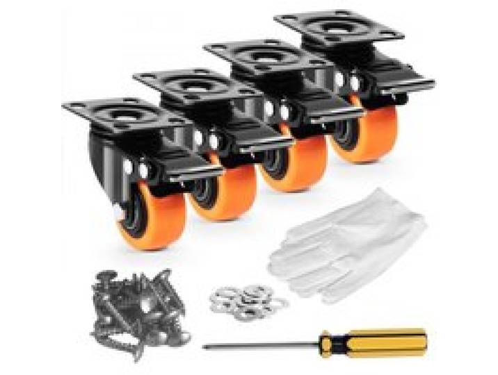 VEVOR Möbelrollen 4er-Set Lenkrollen PVC φ50,8mm Laufrollen 272kg Tragfähigkeit Transportrollen mit Doppelkugellagern Kastenrollen 360° Drehbar Schwerlastrollen für Häusern Büros Studios Fabriken
