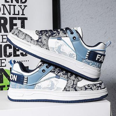 Modische Herren-Sneaker – Retro-inspirierte Muster, Kunstledermaterial, ideal für Freizeitausflüge und Abenteuer in der Stadt