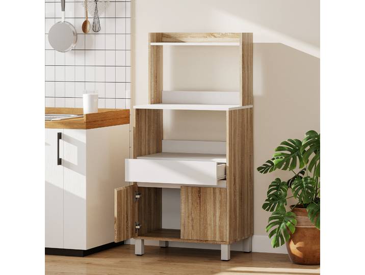 HOMCOM Buffet Cuisine Chêne Tiroir Étagères Porte Douce